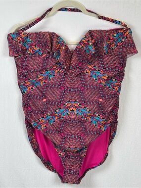 Leilani women’s 16 Pink Geometric One-Piece Swimsuit